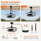 Outdoor Ceiling Fan with Lights Waterproof Gazebo Remote
