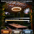 Outdoor Ceiling Fan with Lights Waterproof Gazebo Remote