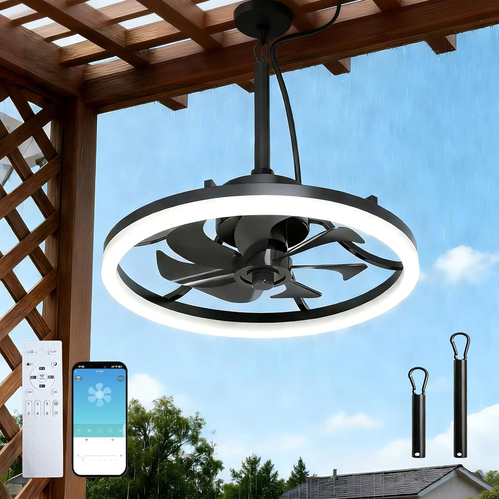 Outdoor Ceiling Fan with Lights Waterproof Gazebo Remote