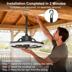 Outdoor Ceiling Fan with Lights Waterproof Gazebo Remote