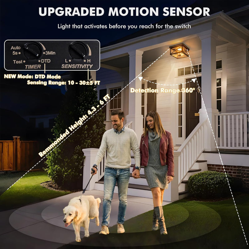 Outdoor Ceiling Lights with Motion Sensor Dusk Till