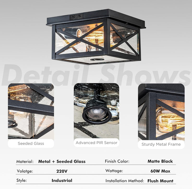 Outdoor Ceiling Lights with Motion Sensor Dusk Till