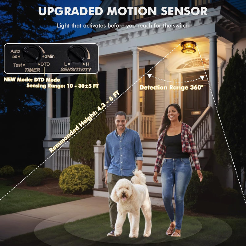 Outdoor Ceiling Lights with Motion Sensor Dusk Till