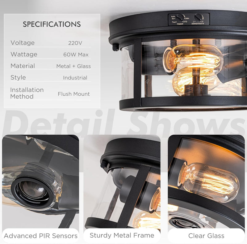 Outdoor Ceiling Lights with Motion Sensor Dusk Till