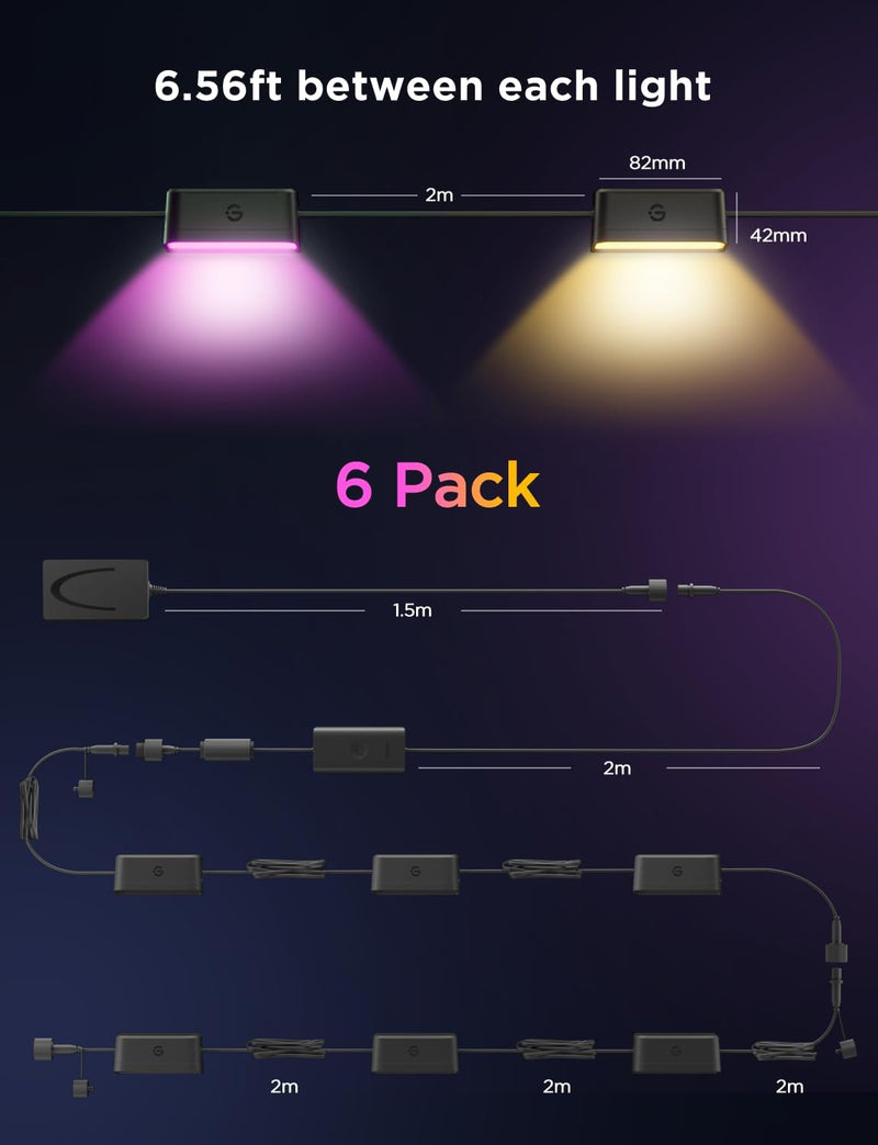 Outdoor Fence Wall Light Rgbwic Smart 4000K (6 Pack)