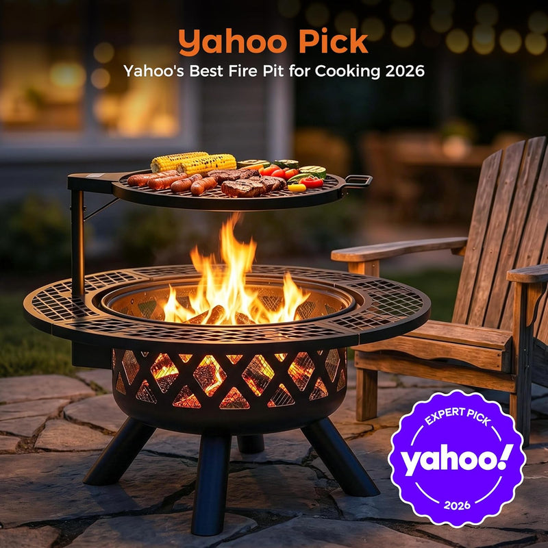 Outdoor Fire Pits Wood Pit with Grill Grate
