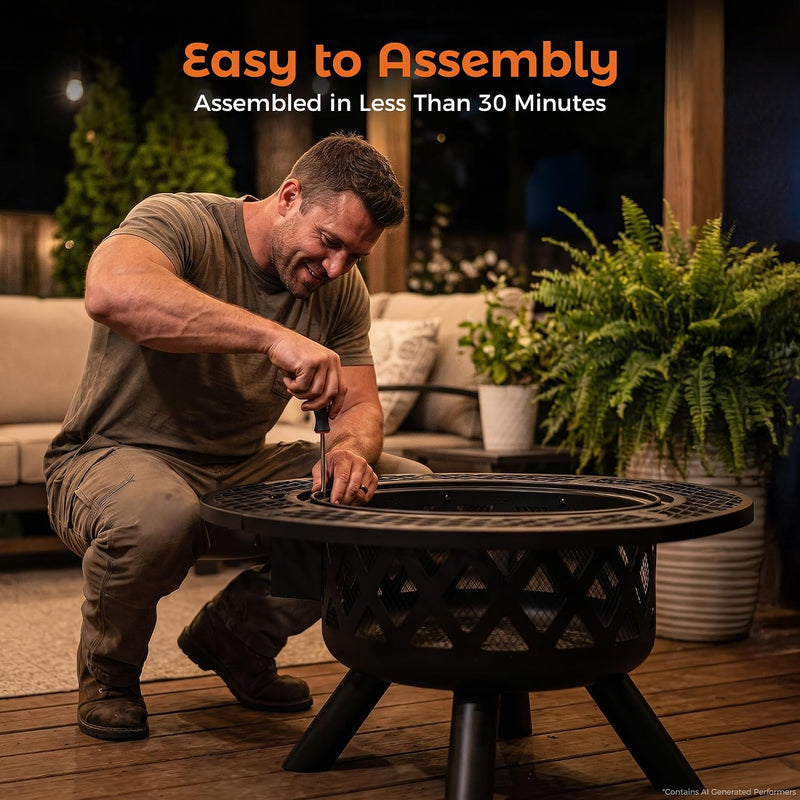 Outdoor Fire Pits Wood Pit with Grill Grate