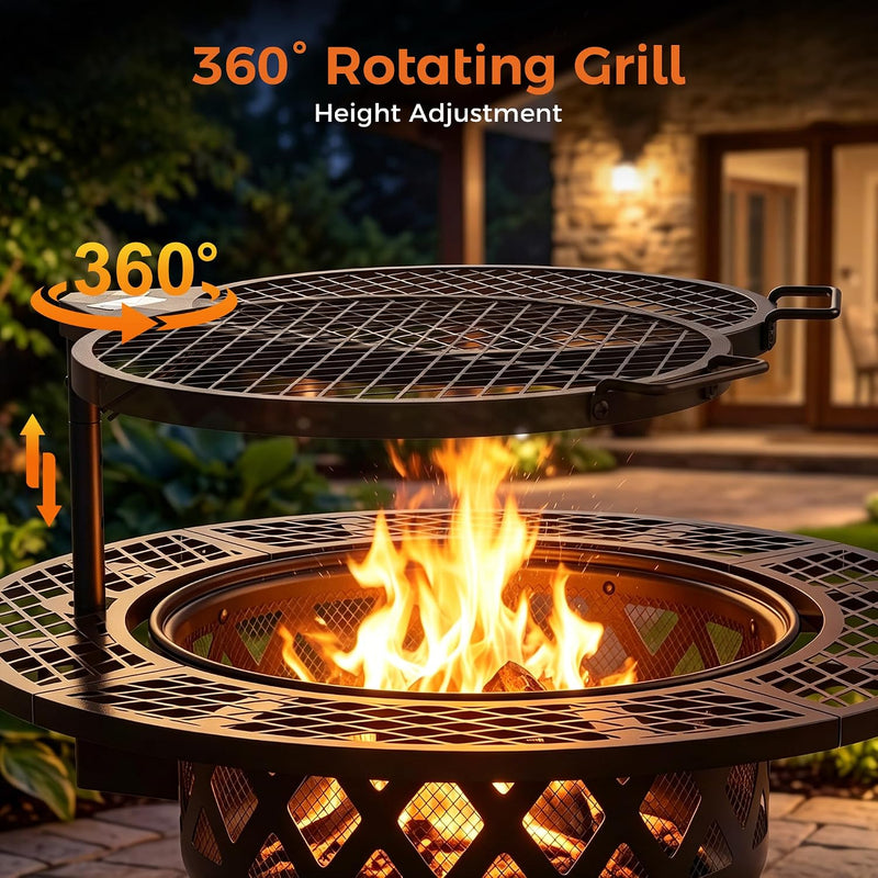 Outdoor Fire Pits Wood Pit with Grill Grate