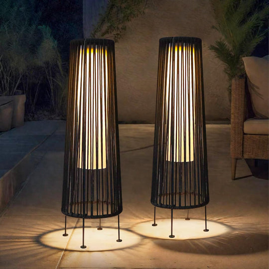 Outdoor Solar Floor Lamp 2 Pcs Powered Lantern