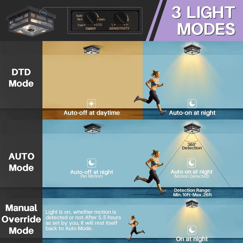 Outdoor Flush Mount Motion Sensor Ceiling Light Timeless