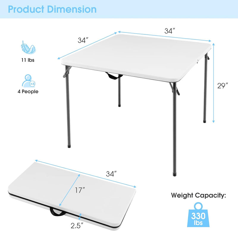 Outdoor Folding Table Fold-In-Half Utility Hdpe