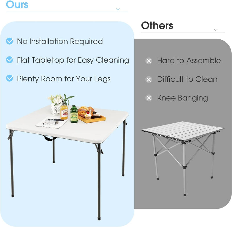 Outdoor Folding Table Fold-In-Half Utility Hdpe