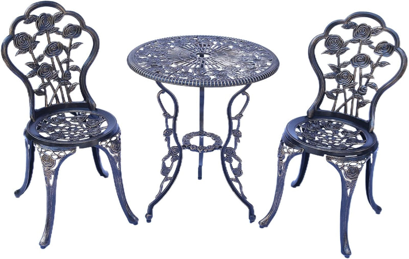Outdoor Furniture Bistro Set with Rose Pattern 1