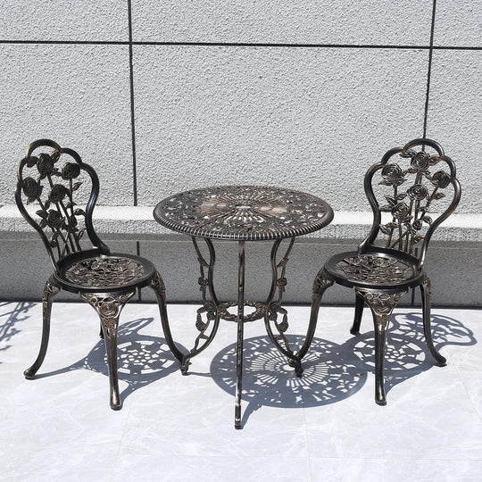 Outdoor Furniture Bistro Set with Rose Pattern 1