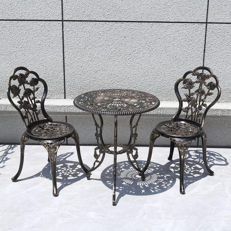 Outdoor Furniture Bistro Set with Rose Pattern 1