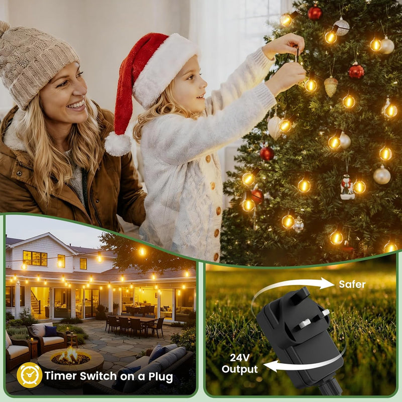 Outdoor Garden Lights Mains Powered 200FT 60m