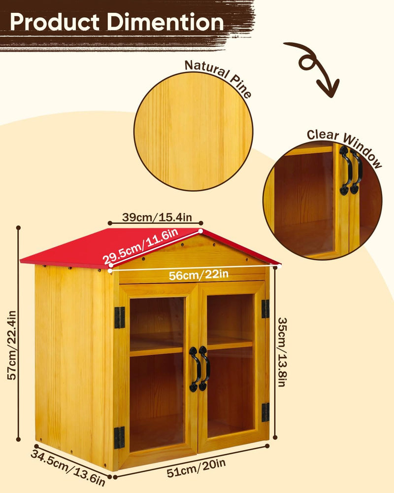 Outdoor Library Box Two Tiered Wooden Pine Cabinet