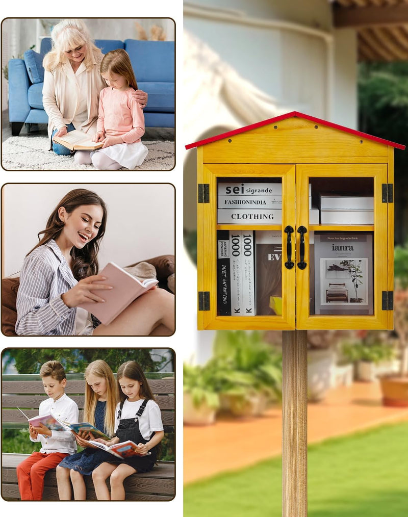 Outdoor Library Box Two Tiered Wooden Pine Cabinet