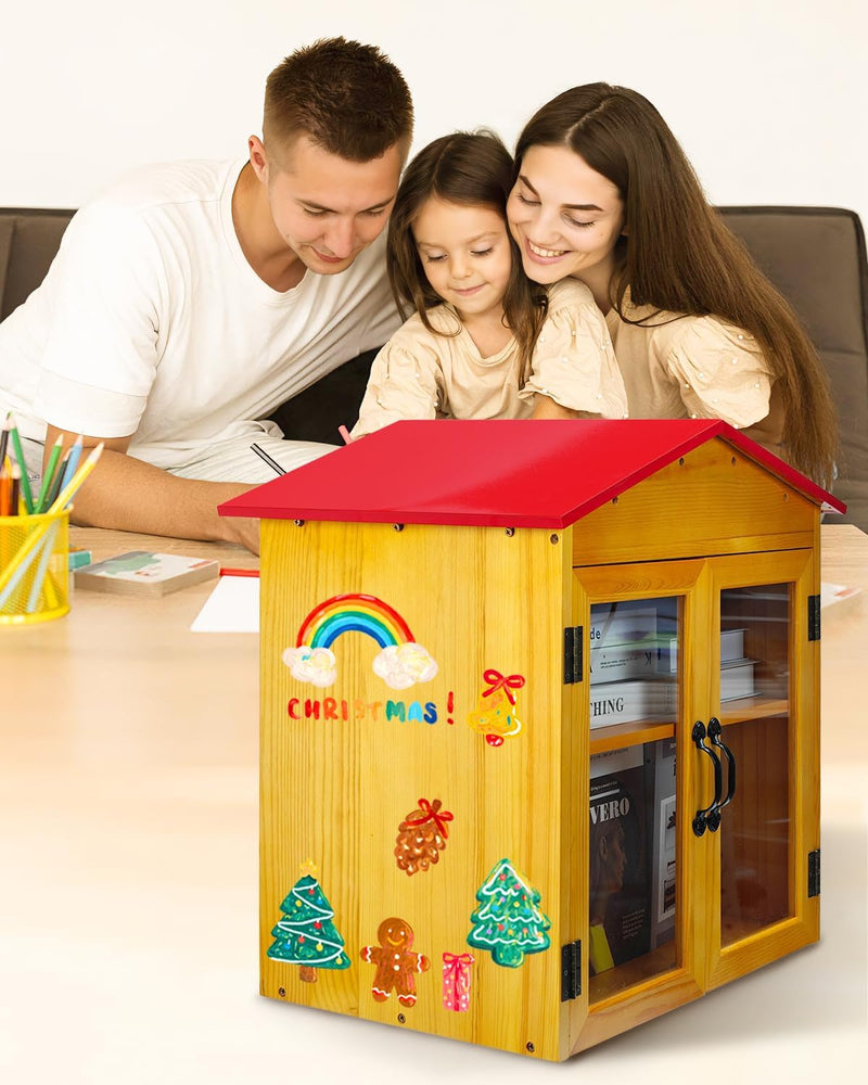 Outdoor Library Box Two Tiered Wooden Pine Cabinet