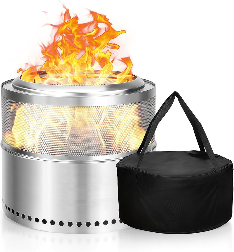 Outdoor Living Smokeless Fire Pit Stainless Steel φ50CM