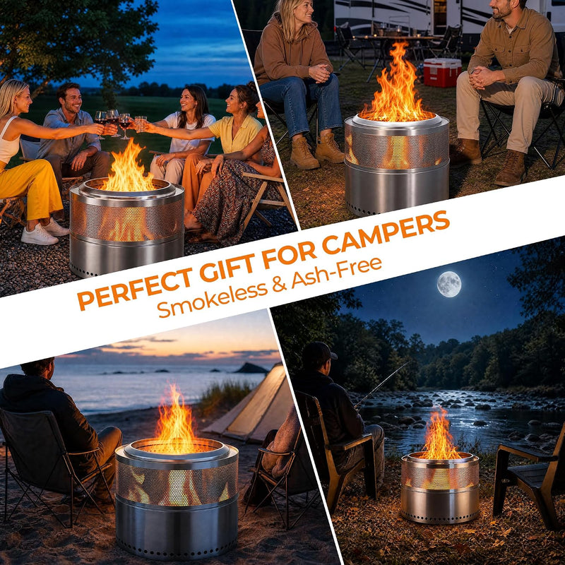 Outdoor Living Smokeless Fire Pit Stainless Steel φ50CM