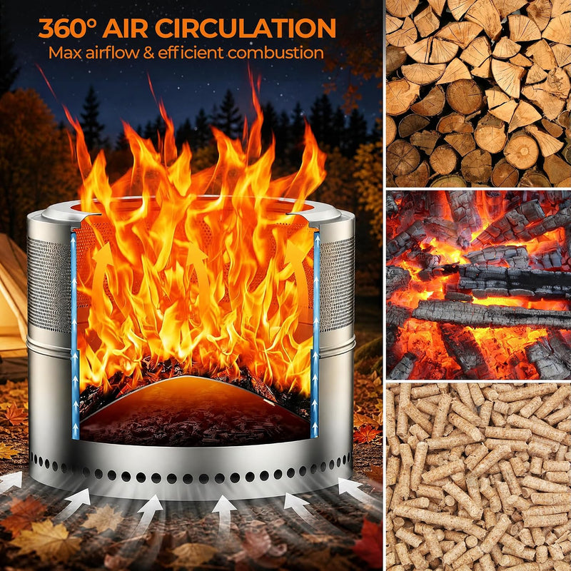 Outdoor Living Smokeless Fire Pit Stainless Steel φ50CM