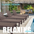 Outdoor Lounge Chair Pool Chaise Waterproof Sunloungers Mocha