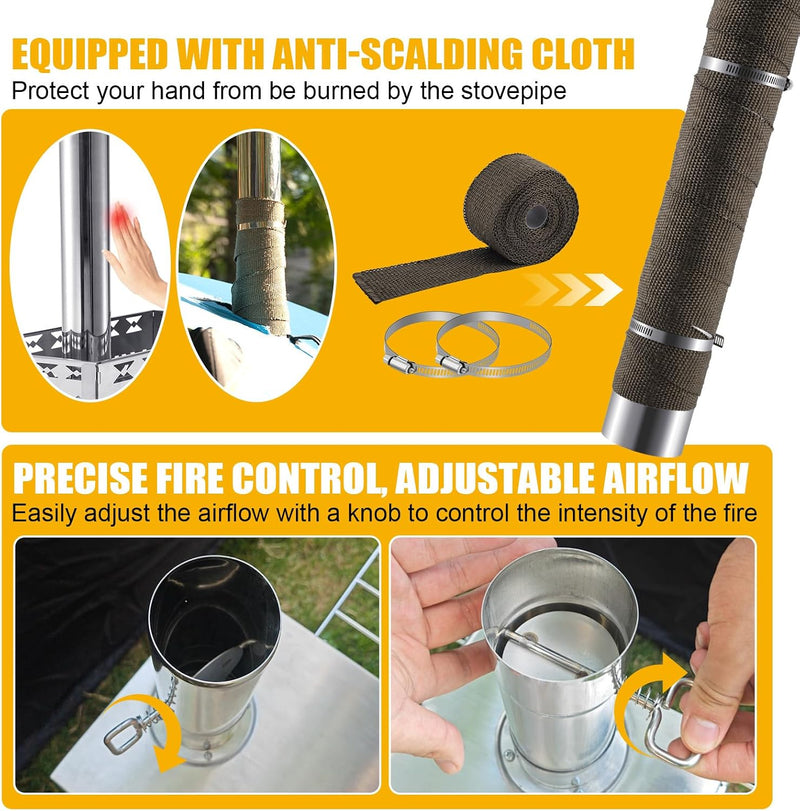 Outdoor Medium Sauna Hot Tent Stove Portable Camping