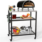 Outdoor Pizza Oven Stand Grill Cart Table Trolley
