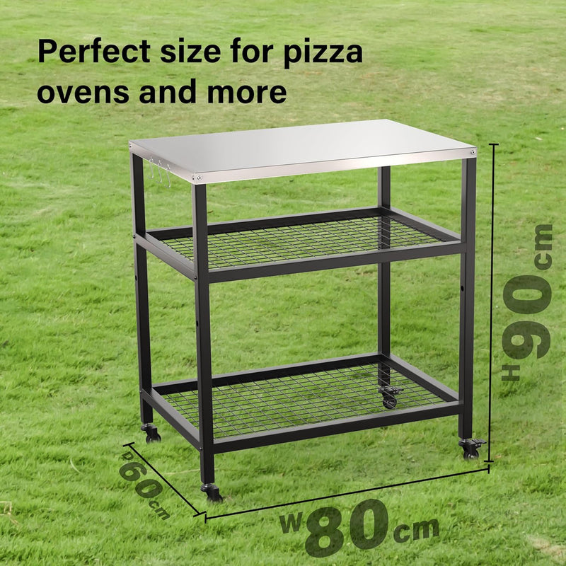 Outdoor Pizza Oven Stand Grill Cart Table Trolley
