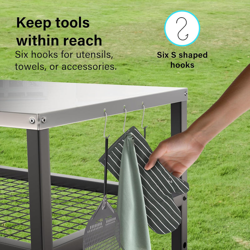 Outdoor Pizza Oven Stand Grill Cart Table Trolley