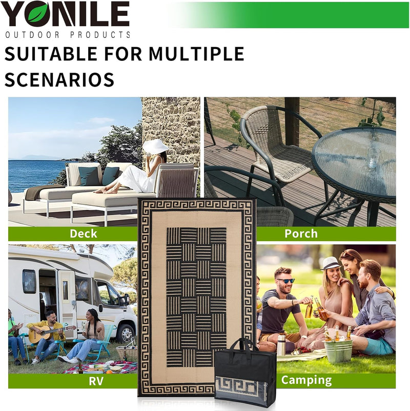 Outdoor Plastic Straw Rug Waterproof Reversible