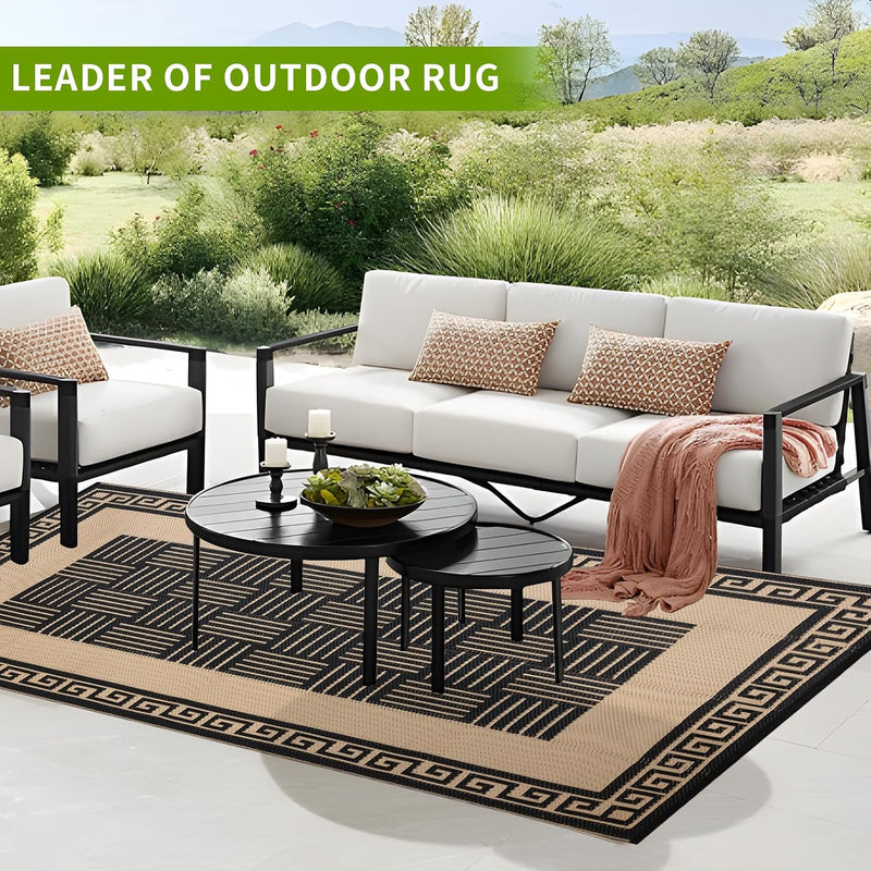 Outdoor Plastic Straw Rug Waterproof Reversible