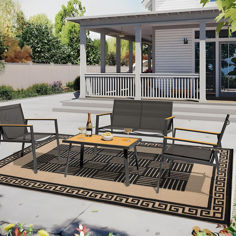 Outdoor Plastic Straw Rug Waterproof Reversible