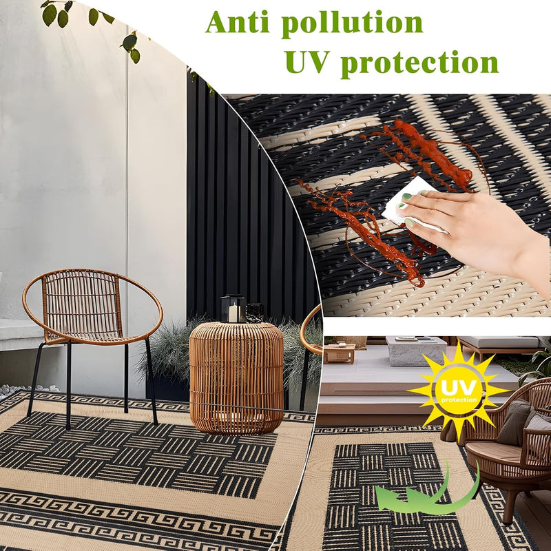 Outdoor Plastic Straw Rug Waterproof Reversible