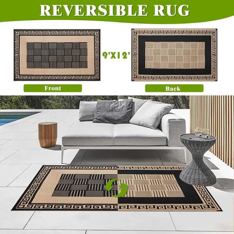 Outdoor Plastic Straw Rug Waterproof Reversible