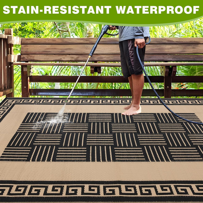 Outdoor Plastic Straw Rug Waterproof Reversible