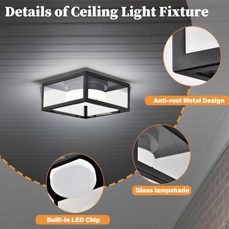 Outdoor Porch Ceiling Light with Built-In LED