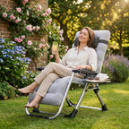 Outdoor Reclining Zero Gravity Chair with Cup Holder