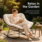 Outdoor Rocking Chair for Adults with Thick Cushion