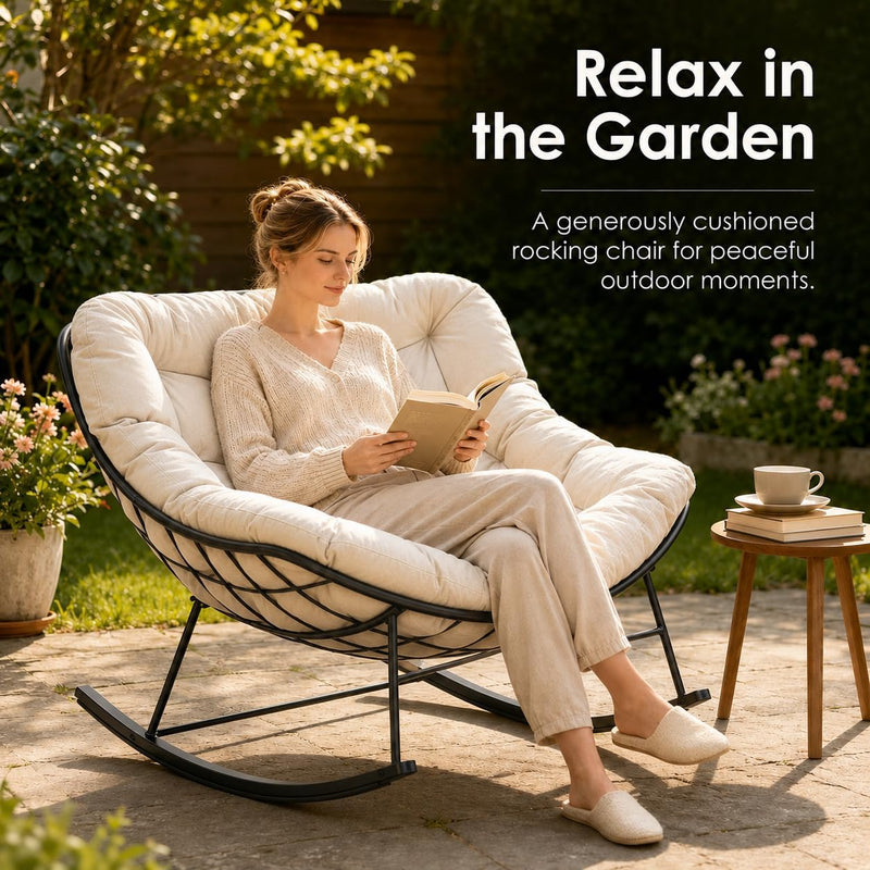 Outdoor Rocking Chair for Adults with Thick Cushion