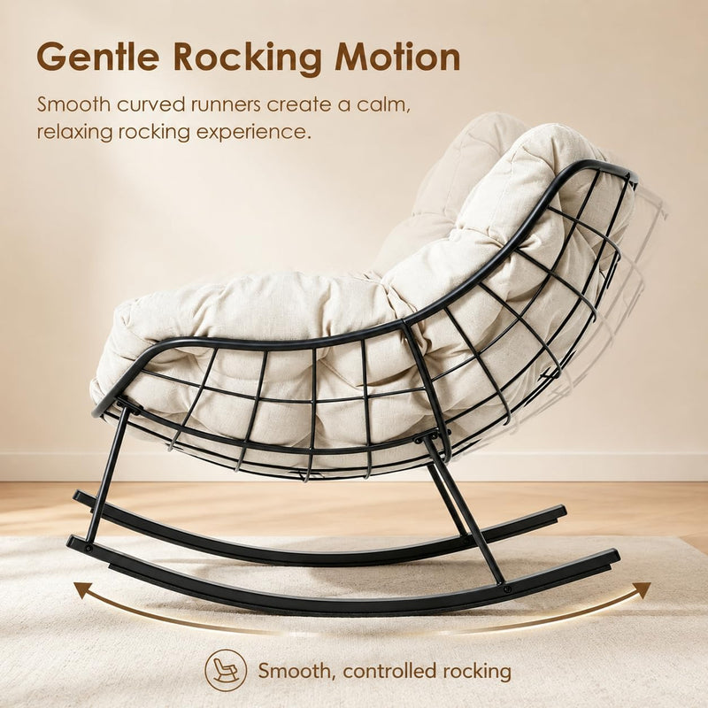 Outdoor Rocking Chair for Adults with Thick Cushion