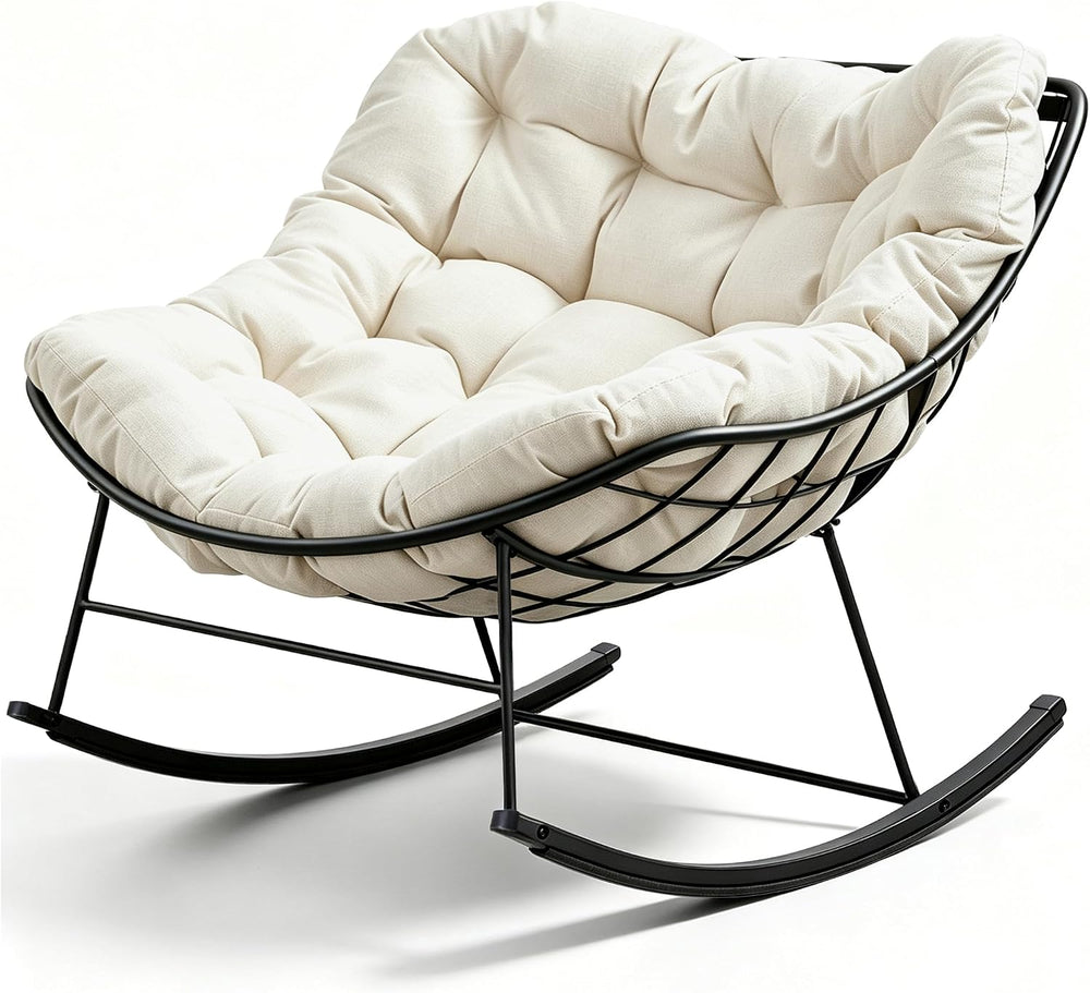Outdoor Rocking Chair for Adults with Thick Cushion