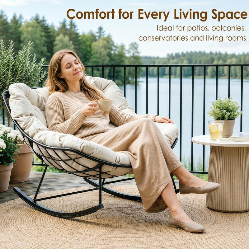 Outdoor Rocking Chair for Adults with Thick Cushion