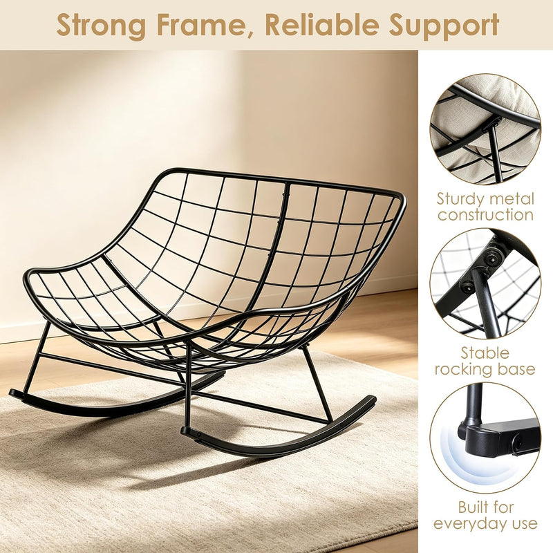Outdoor Rocking Chair for Adults with Thick Cushion