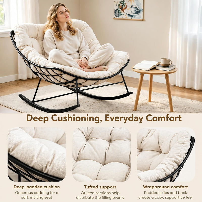Outdoor Rocking Chair for Adults with Thick Cushion