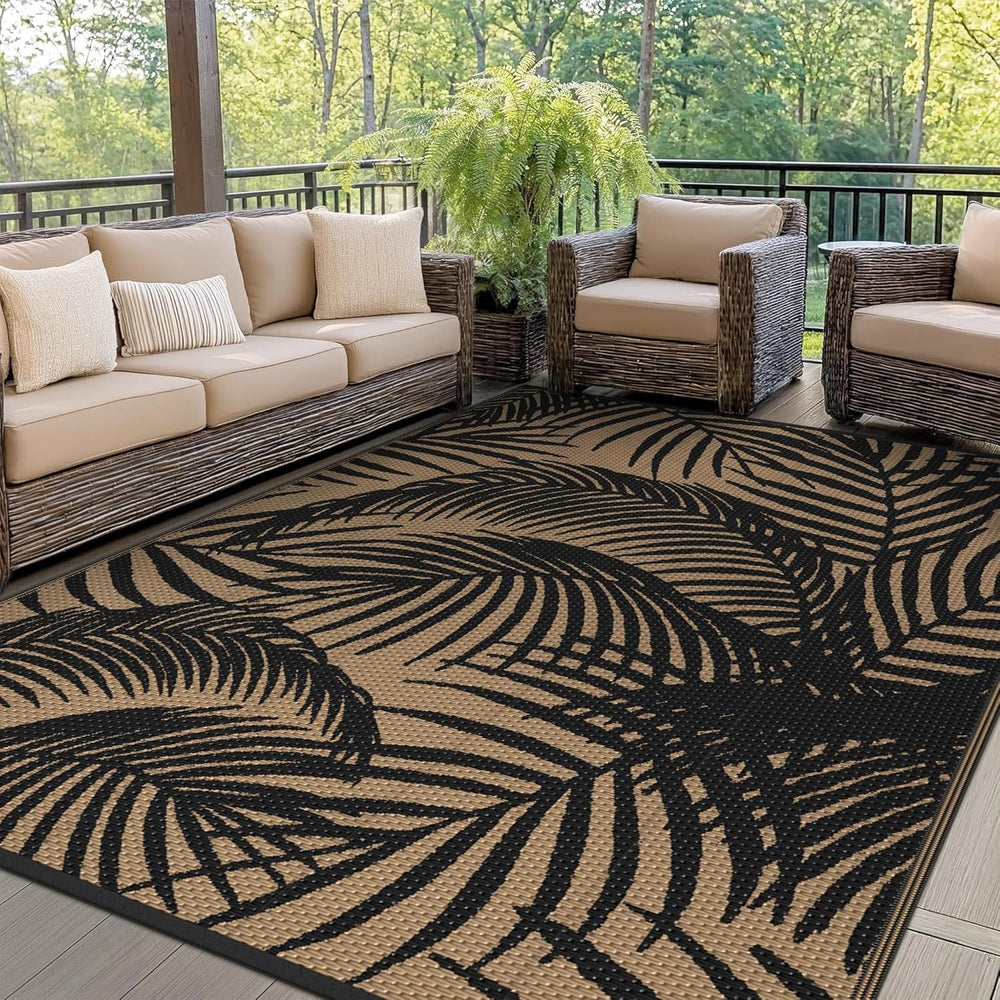 Outdoor Rug Extra Large Botanical Leaf Waterproof
