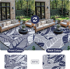 Outdoor Rug Extra Large Botanical Leaf Waterproof
