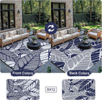 Outdoor Rug Extra Large Botanical Leaf Waterproof