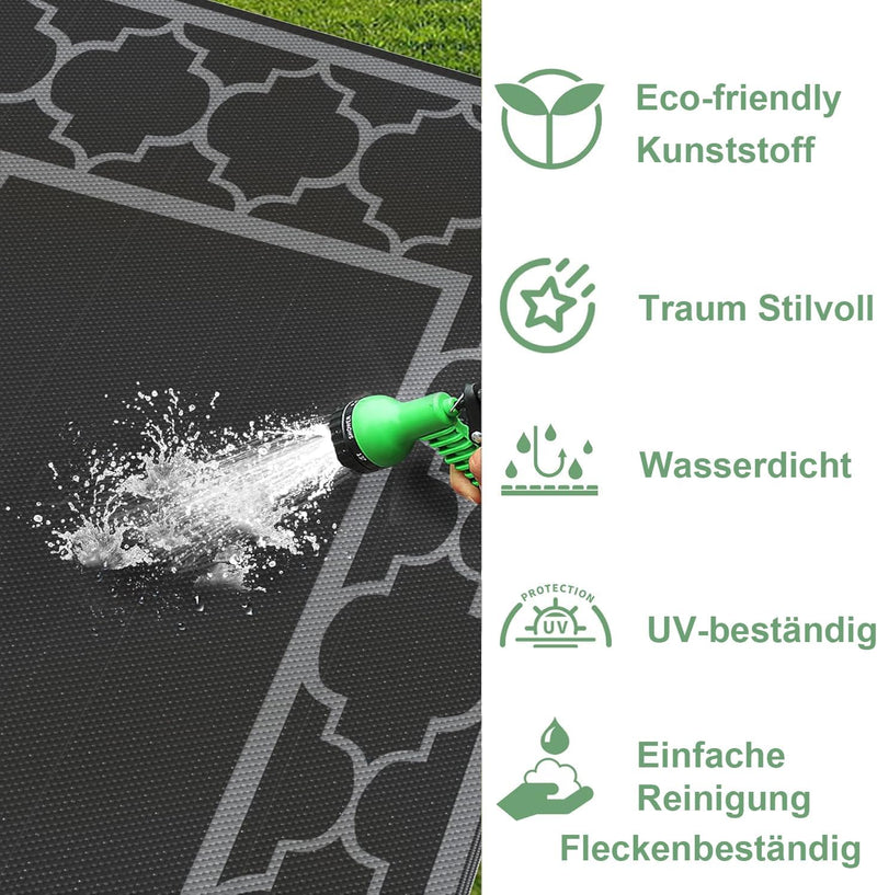 Outdoor Rug Waterproof Reversible Coffee and Large